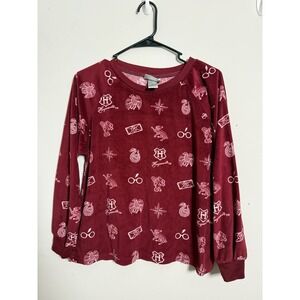 Harry Potter Top Womens Red Sz S All Over Print Long Sleeve Pajama Soft Lounge
